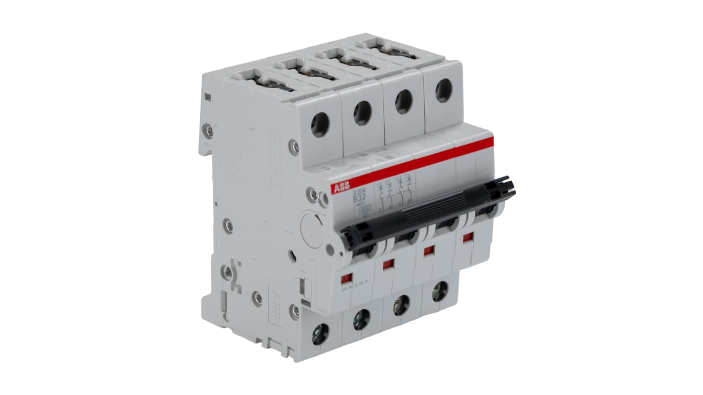 ABB System Pro M Compact S200 MCB, 4P, 32A Curve B, 400V AC, 10 kA Breaking Capacity