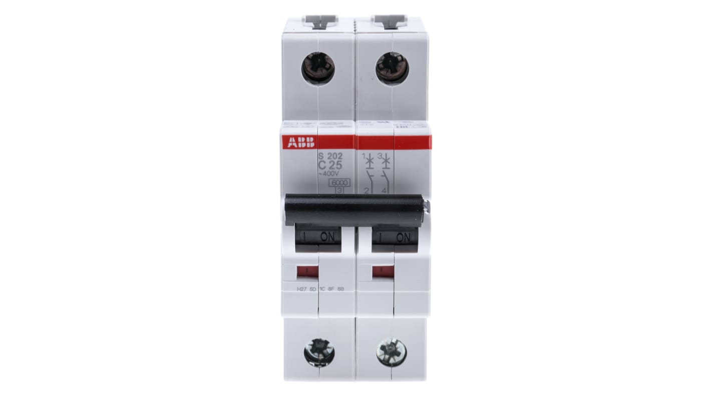 Interruttore magnetotermico ABB, 2P 25A 10 kA, Tipo C