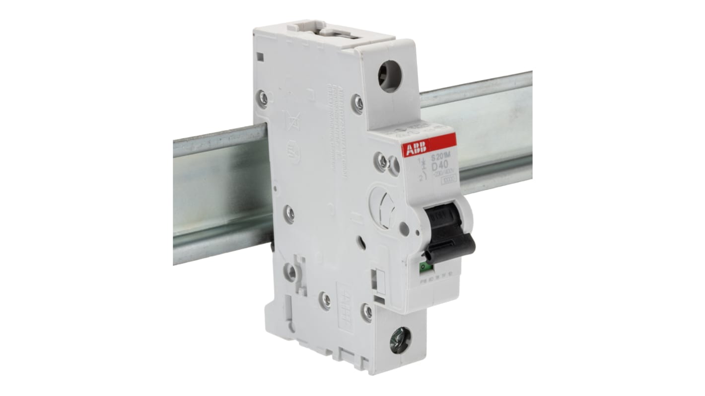 ABB System Pro M Compact S200M MCB, 1P, 40A Curve D, 230V AC, 72V DC, 15 kA Breaking Capacity