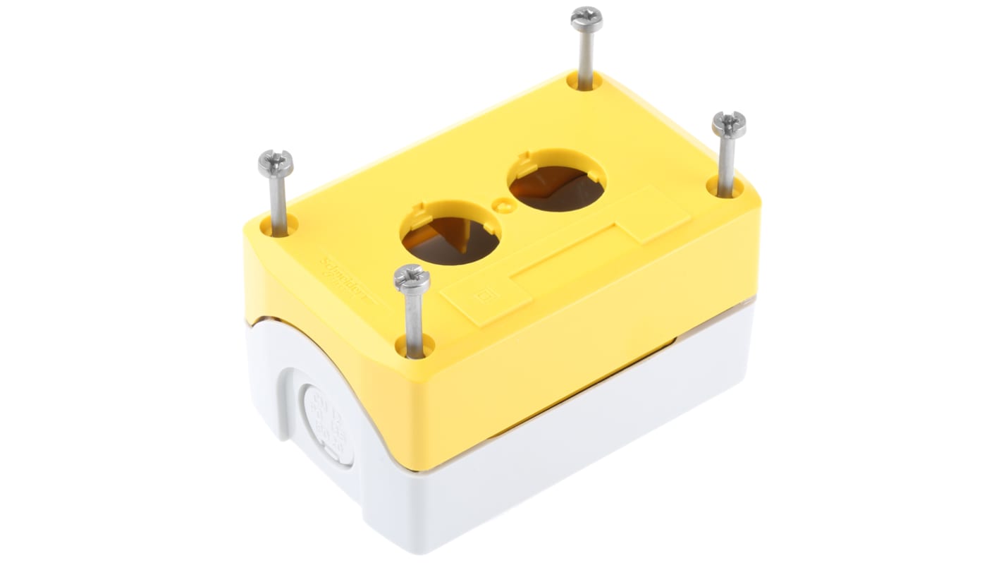 Schneider Electric 双孔按钮盒, Φ22mm孔径, 黄色塑料外壳, IP66, IP67, IP69(IP69K), 最高+70°C, Harmony XALK系列