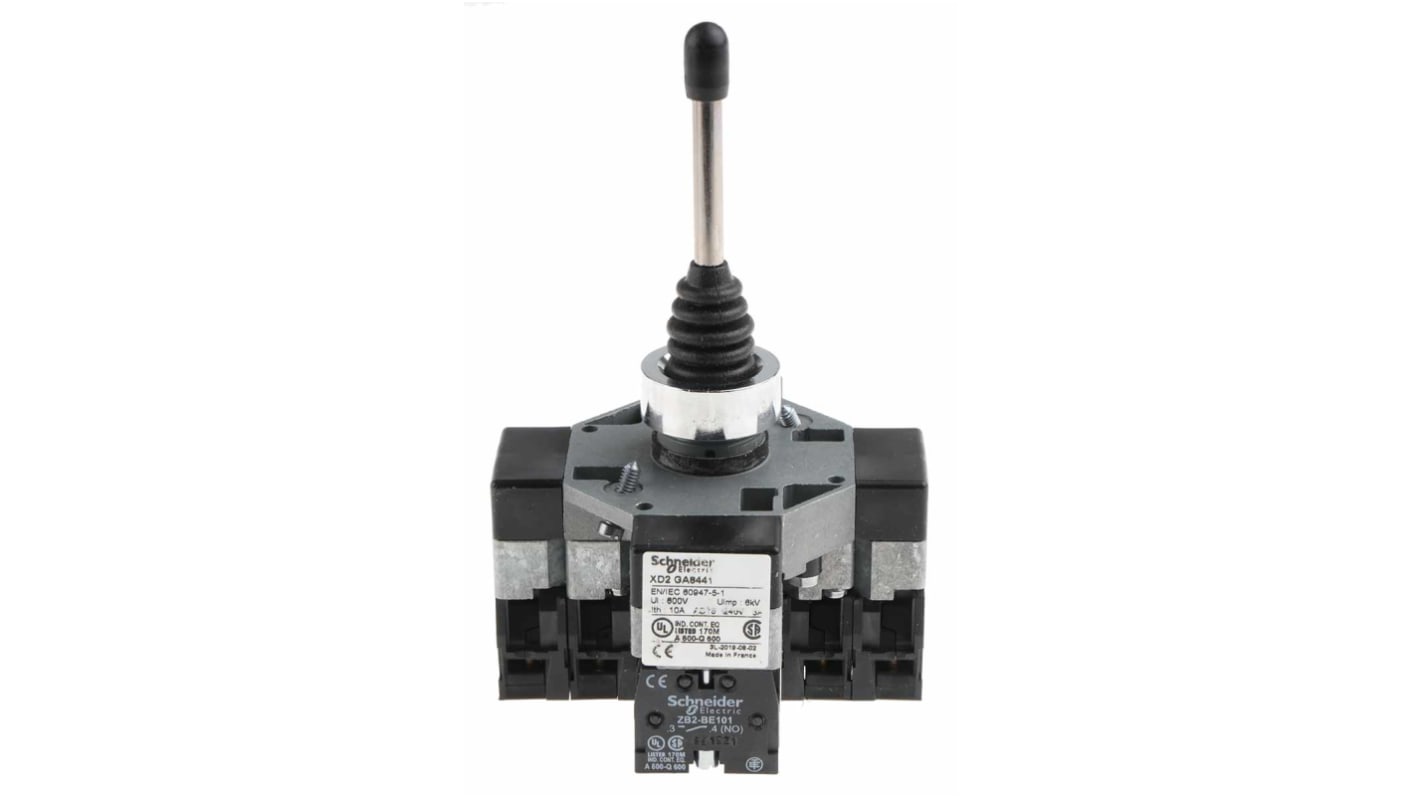 Schneider Electric 按钮, Φ22mm开孔, 面板安装, 铬圆形金属, DPST, IP66, Harmony XD2系列