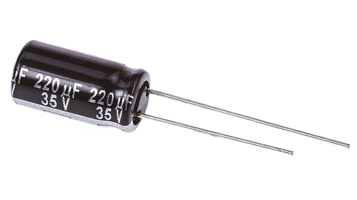 Panasonic EB-A, THT Aluminium-Elektrolyt Kondensator 220μF ±20% / 35V dc, Ø 8mm x 15mm, bis 105°C