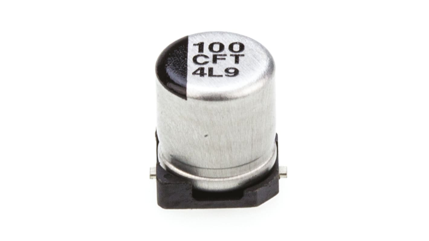 Panasonic , SMD Aluminium-Elektrolyt Kondensator 100μF ±20% / 16V dc, Ø 5mm x 5.8mm, bis 105°C