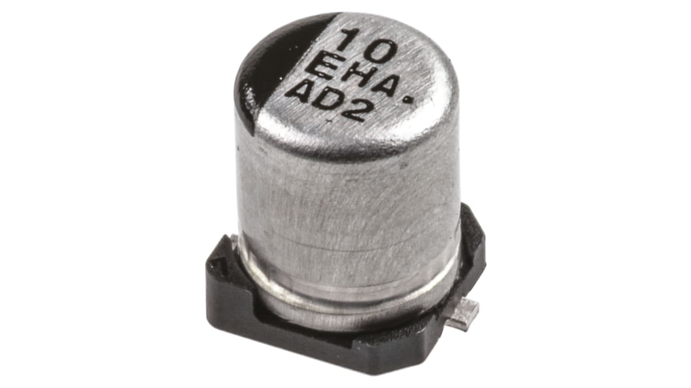 Panasonic 10μF Aluminium Electrolytic Capacitor 25V dc, Surface Mount - EEEHA1E100WR