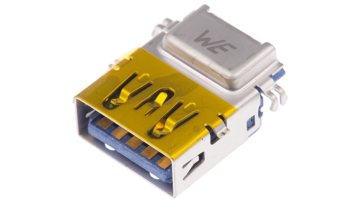 Wurth Elektronik Right Angle, Through Hole, Socket Type A 3.0 USB Connector