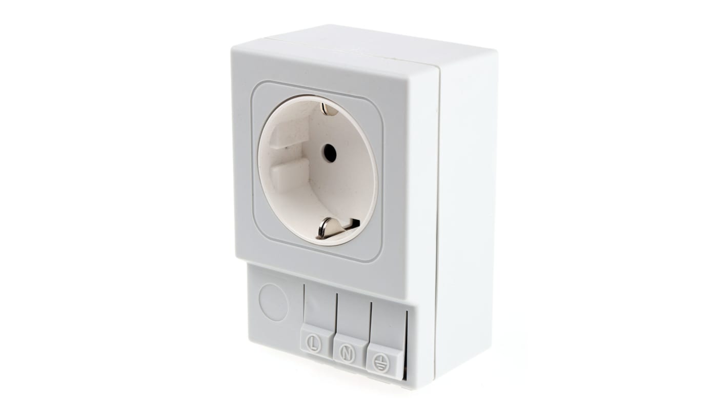 STEGO SD035 Light Grey 1 Gang Plug Socket, 16A, Type F - German Schuko, Indoor Use
