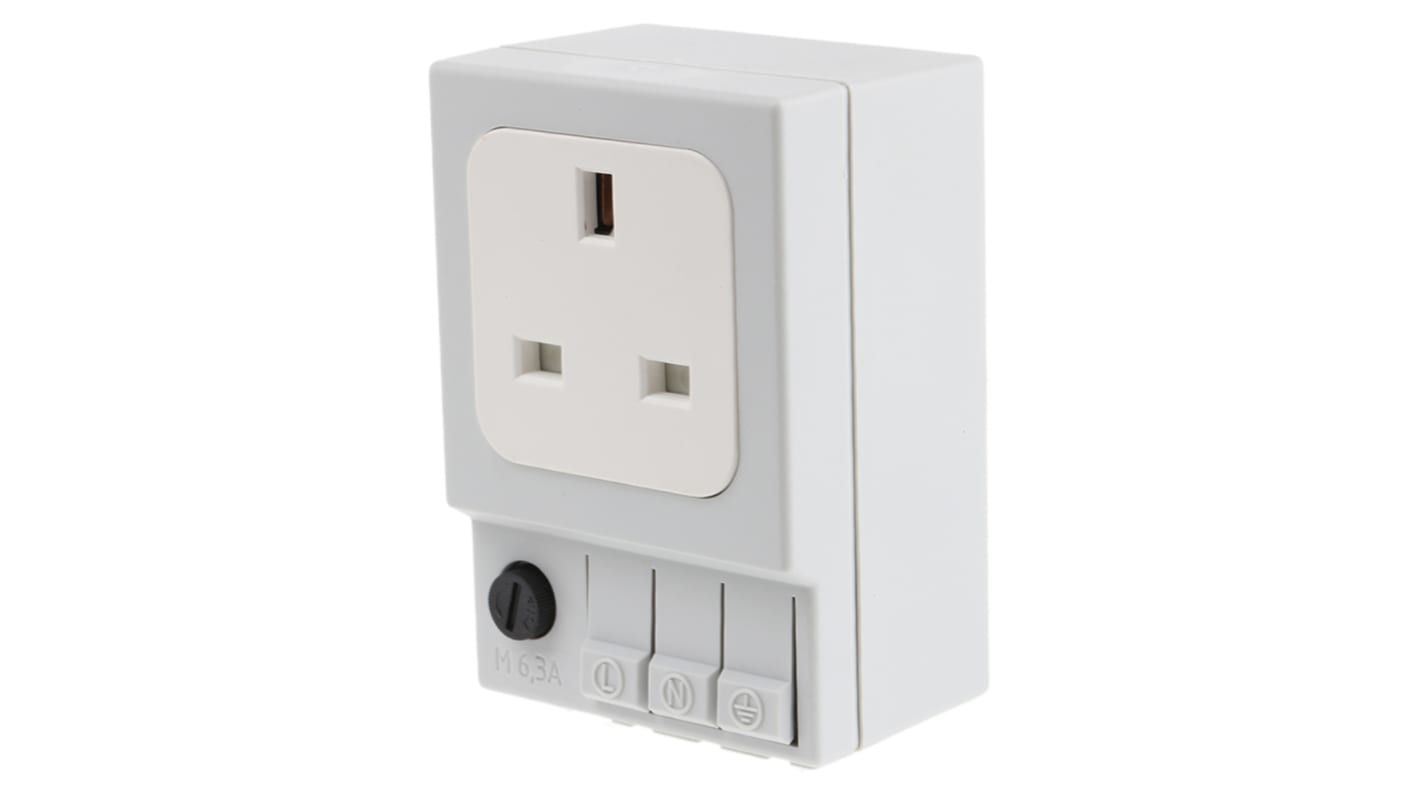 STEGO 英标插座, 1位, DIN导轨安装, 室内使用, 6.3A, 230 V, 浅灰色, SD035系列