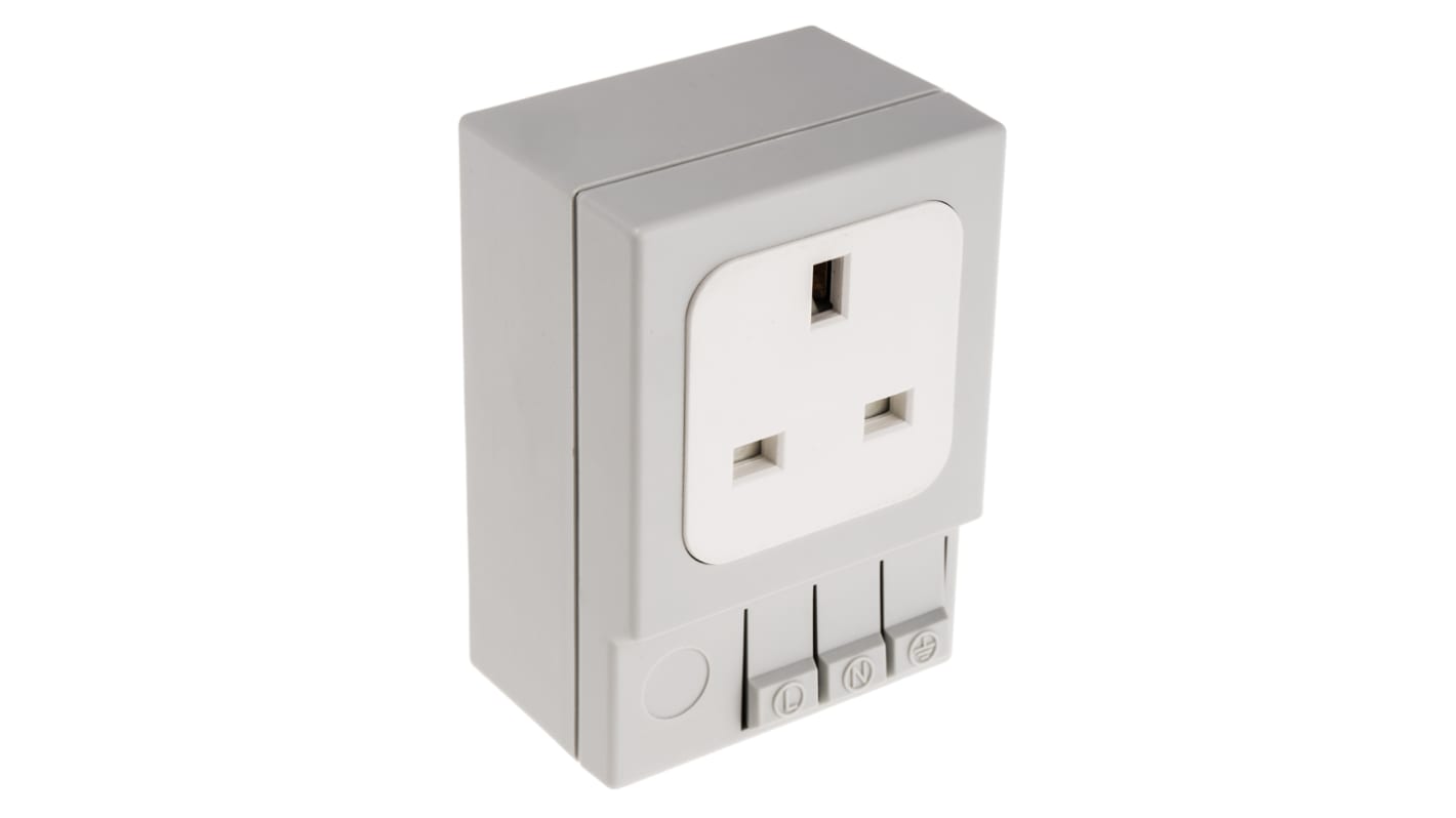 STEGO Light Grey 1 Gang Plug Socket, 13A, Type G - British, Indoor Use