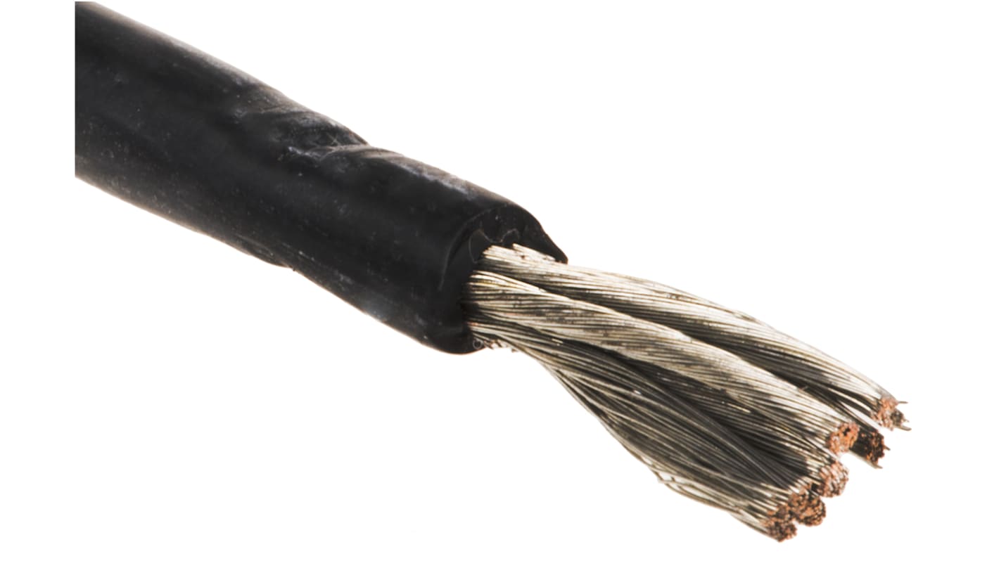 RS PRO Einzeladerleitung 2,5 mm², 13 AWG 5m Schwarz Silikongummi isoliert Ø 3.9mm 462/0,08 mm Litzen