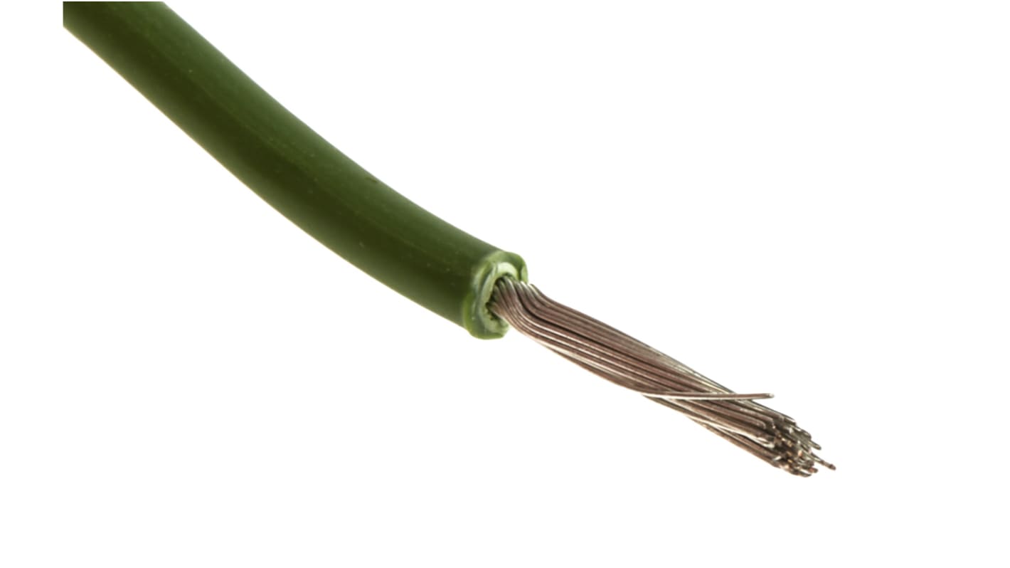 RS PRO Green 1 mm² Equipment Wire, 17 AWG, 32/0.2 mm, 100m, PVC Insulation