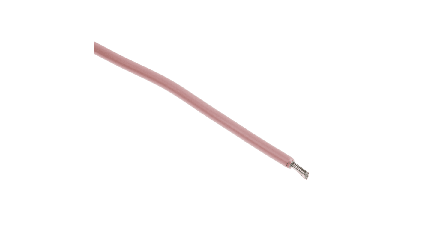 RS PRO Pink 0.52 mm² Equipment Wire, 20 AWG, 16/0.2 mm, 100m, PVC Insulation