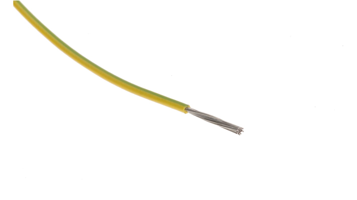 RS PRO 绿色/黄色设备电线, 0.52 mm², 500m长, 20 AWG, 1 kV, 最高+85°C, PVC绝缘