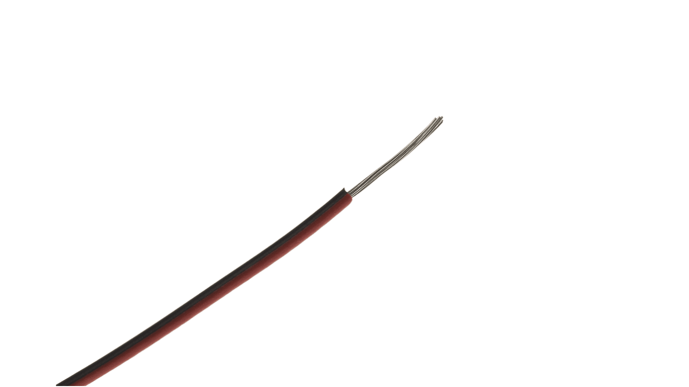 RS PRO Black/Red 0.2 mm² Equipment Wire, 24 AWG, 7/0.2 mm, 100m, PVC Insulation