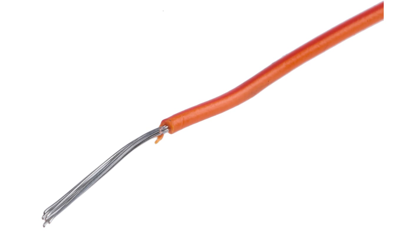 RS PRO Orange/Red 0.2 mm² Equipment Wire, 24 AWG, 7/0.2 mm, 100m, PVC Insulation