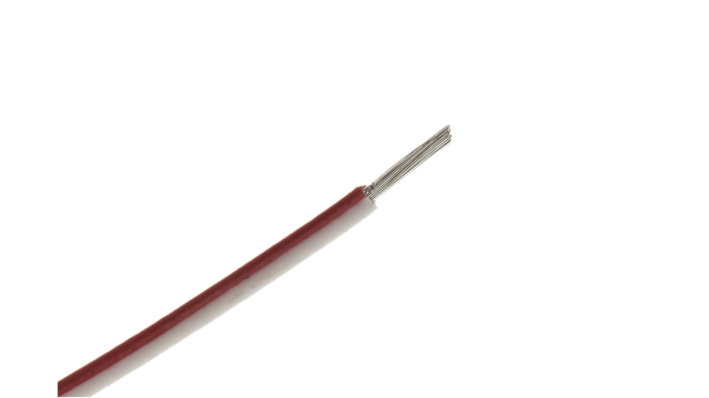 RS PRO Red/White 0.26 mm² Equipment Wire, 23 AWG, 7/0.2 mm, 100m, PVC Insulation
