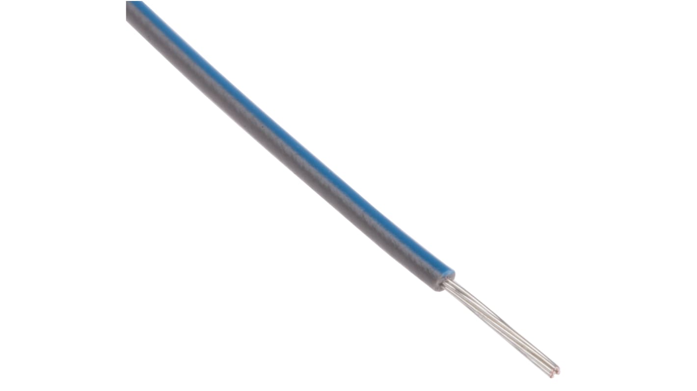 RS PRO Blue/Grey 0.2 mm² Equipment Wire, 24 AWG, 7/0.2 mm, 100m, PVC Insulation