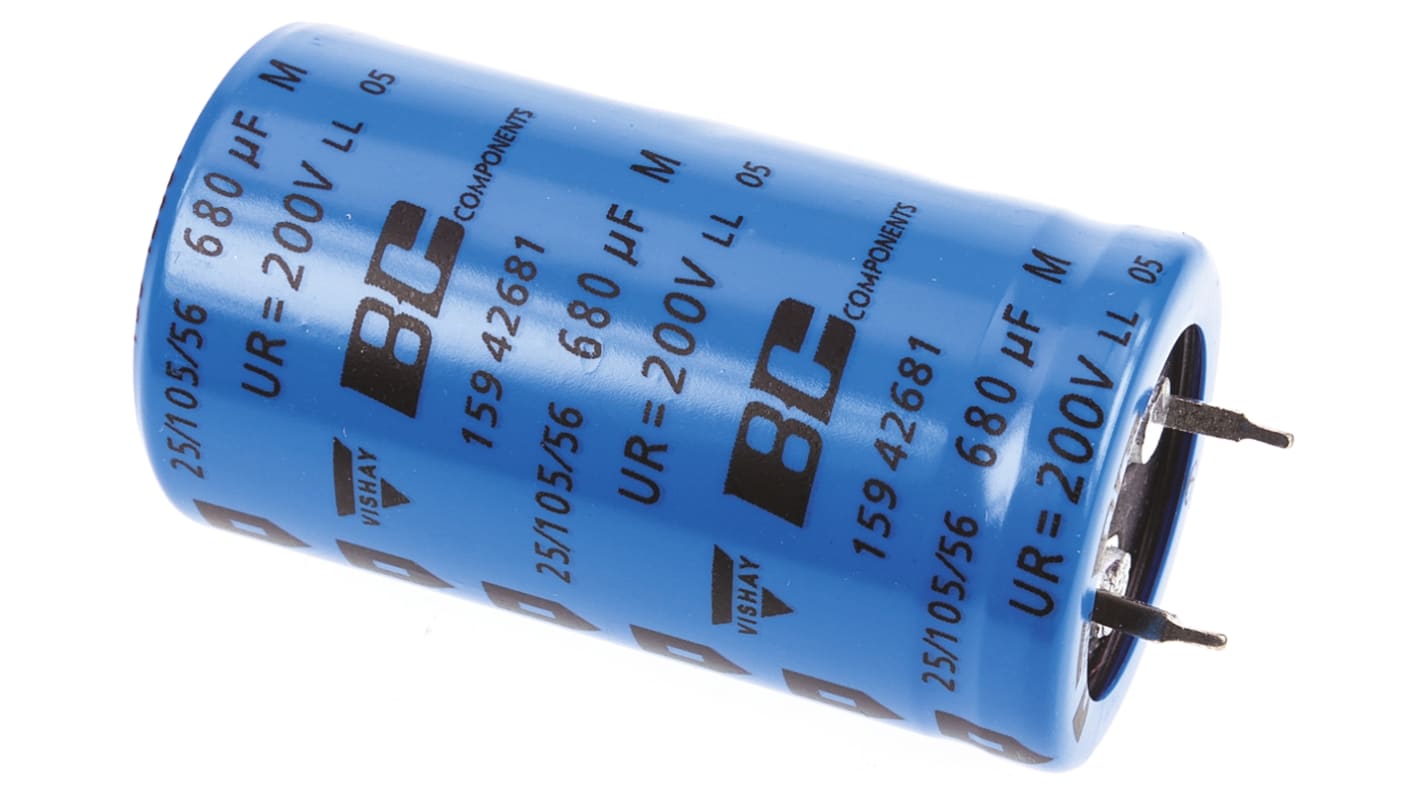 Vishay 680μF Electrolytic Capacitor 200V dc, Through Hole - MAL215942681E3