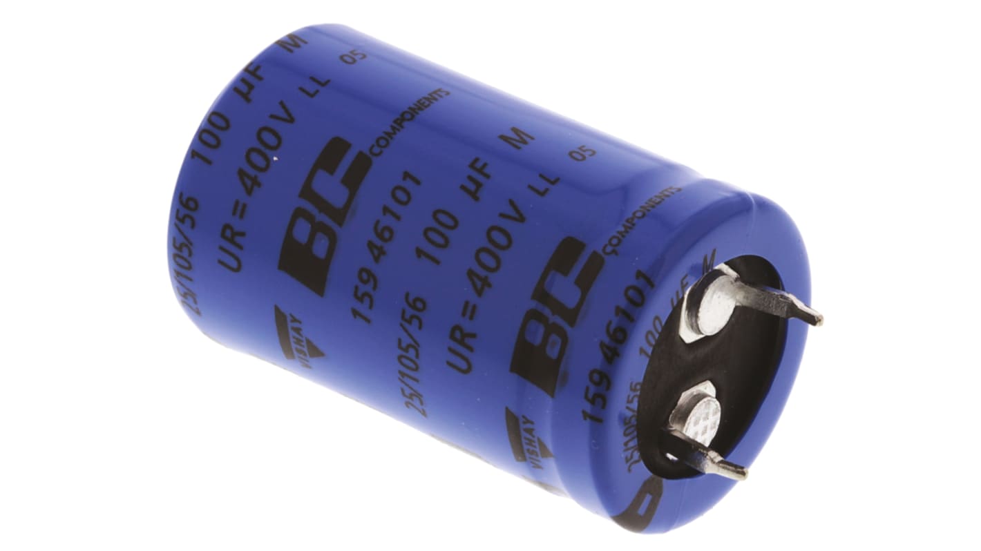 Condensatore Vishay, serie 159 PUL-SI, 100μF, 400V cc, ±20%, +105°C, Ad innesto