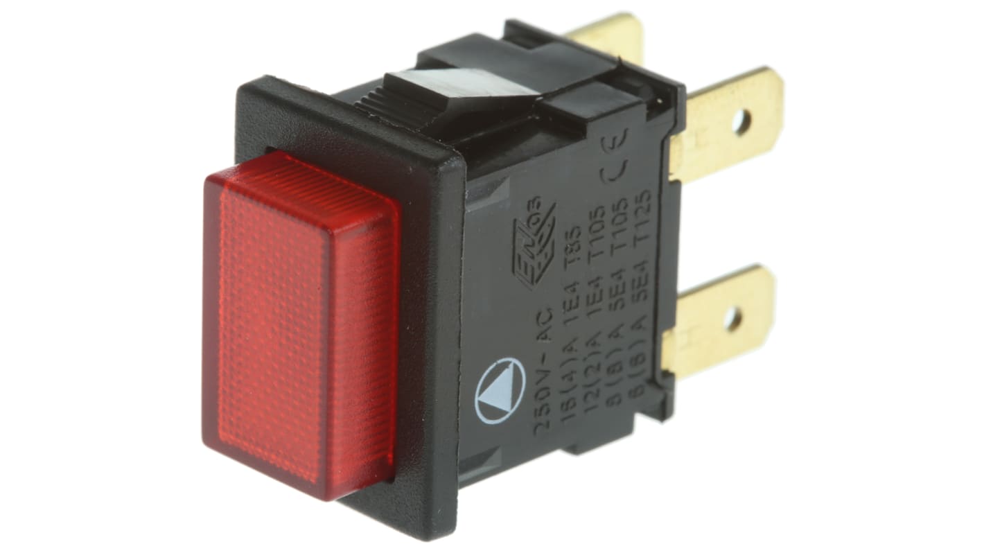 Interruptor de Botón Pulsador En Miniatura Arcolectric, DPDT, Enclavamiento, 15 A a 250 V ac, Montaje en Panel, IP65,
