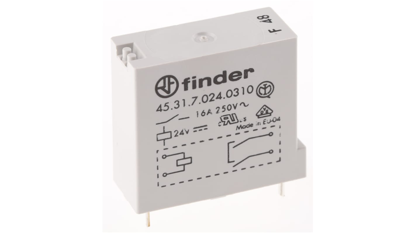 Relais de puissance Finder 45 Series, 1 NO, bobine 24V c.c. Montage sur CI 360mW