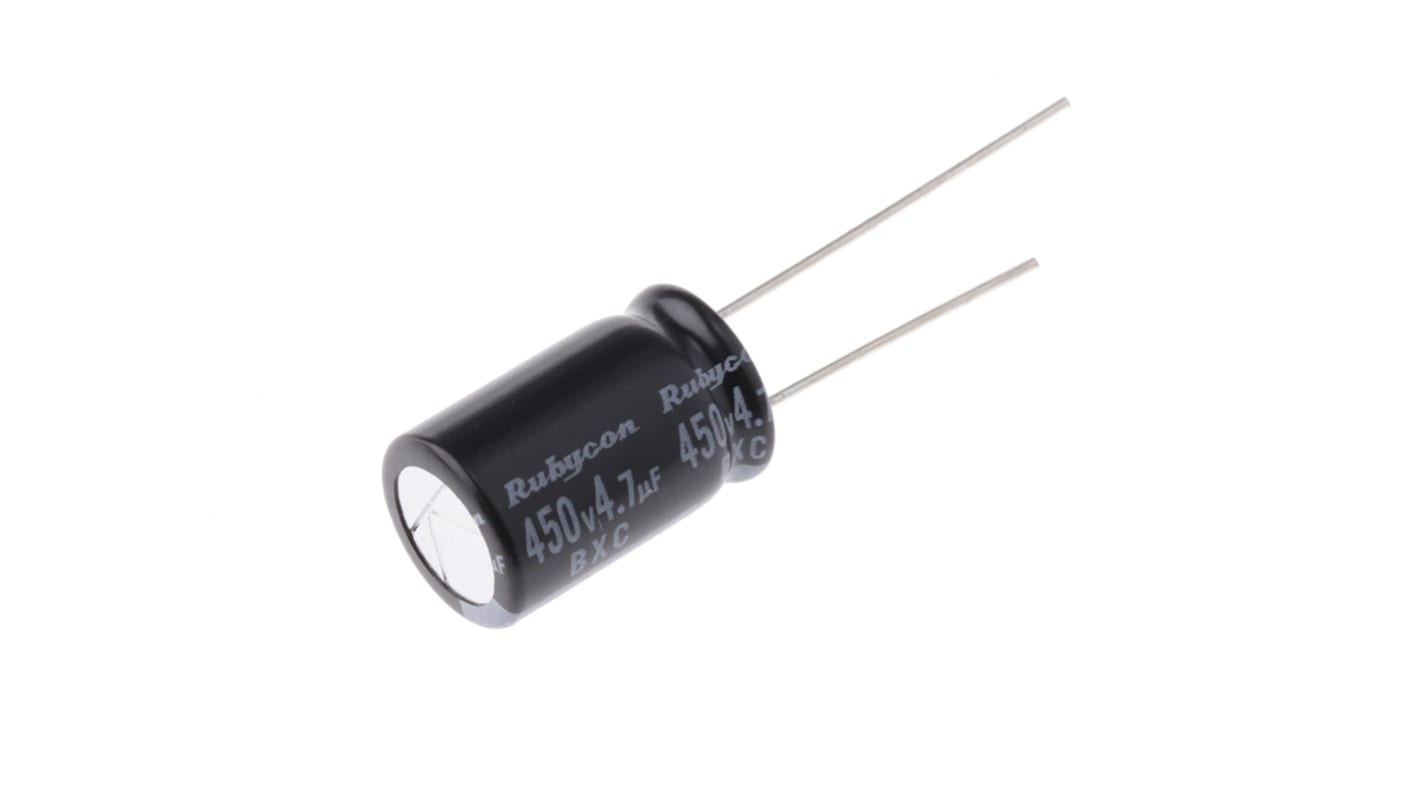 Rubycon 4.7μF Aluminium Electrolytic Capacitor 450V dc, Radial, Through Hole - 450BXC4R7MEFC10X16