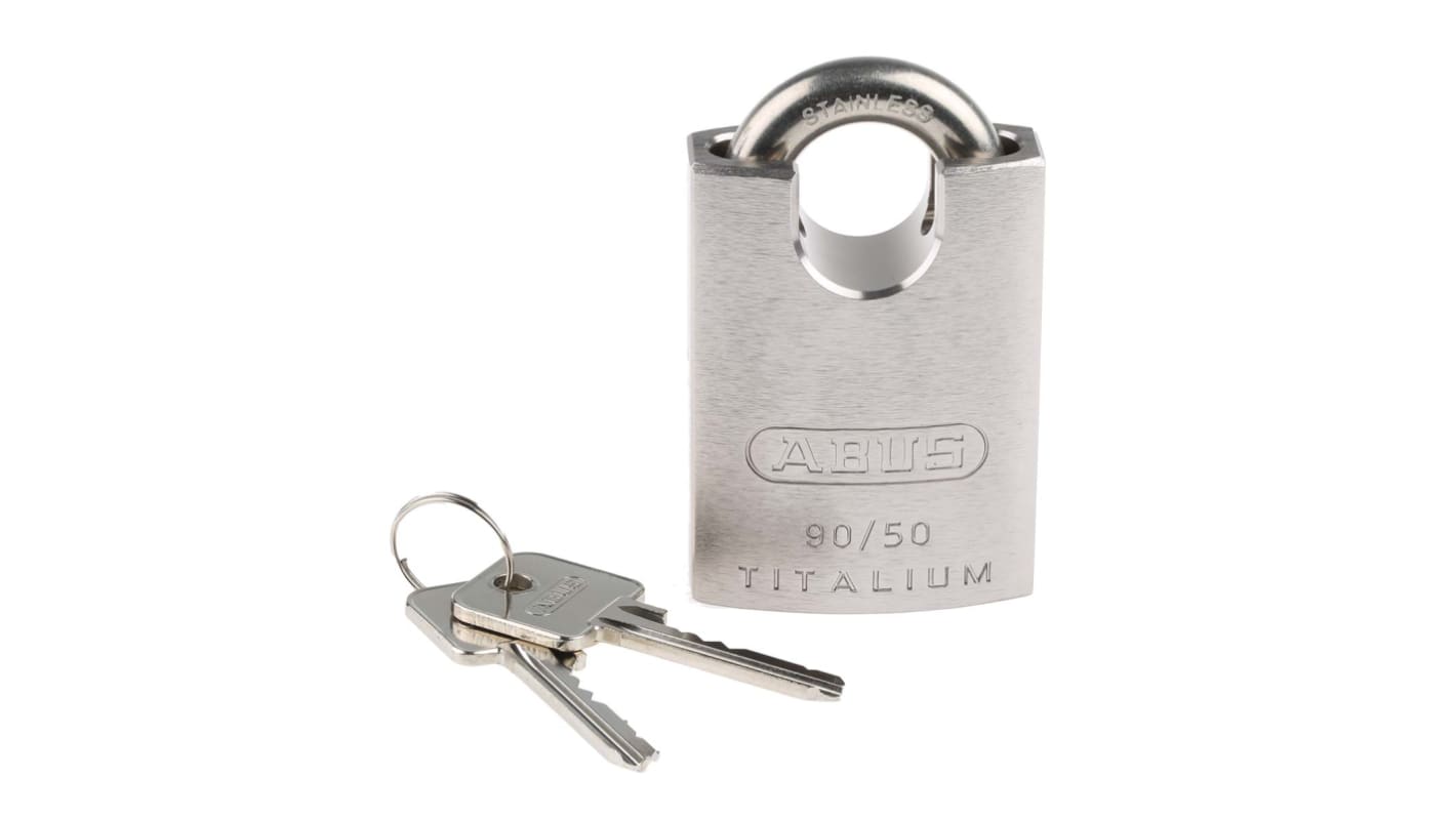 ABUS Key Weatherproof Titanium Weatherproof Padlock, 9.5mm Shackle, 50mm Body