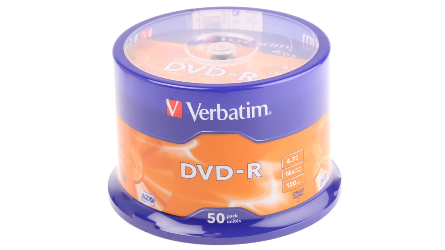 Verbatim DVD-R, 4.7 GB, 16X, 50 Pack