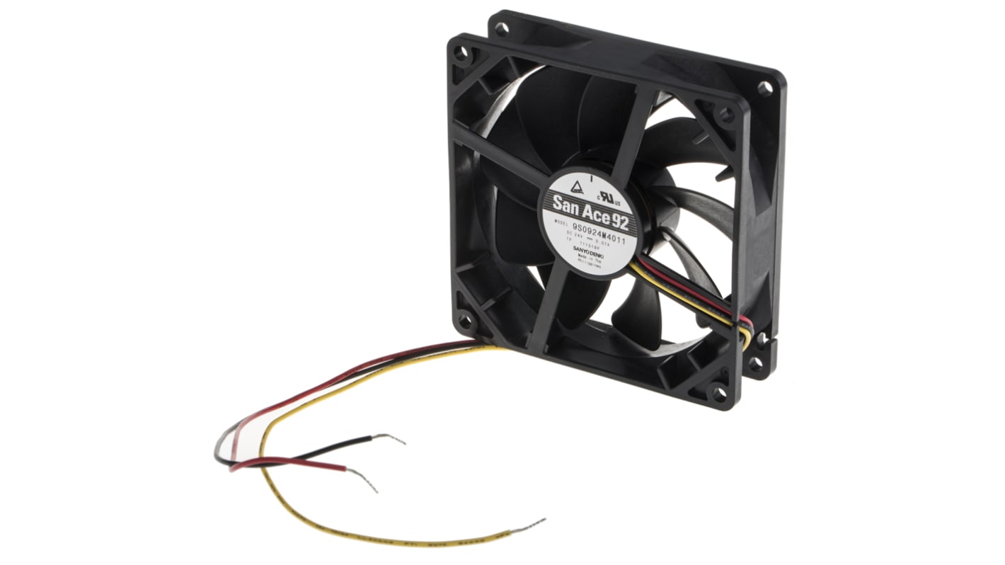 Sanyo Denki San Ace 9S Series Axial Fan, 24 V dc, DC Operation, 64.2m³/h, 1.68W, 70mA Max, 92 x 92 x 25mm
