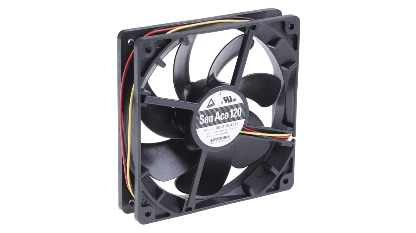 Sanyo Denki San Ace 9S Series Axial Fan, 12 V dc, DC Operation, 81.6m³/h, 960mW, 80mA Max, 119 x 119 x 25mm