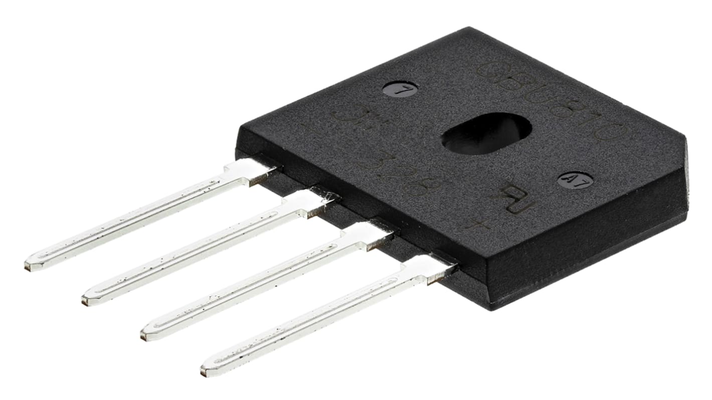 Raddrizzatore a ponte, Monofase, DiodesZetex, Ifwd 8A, VRRM 1000V, GBU, Su foro, 4 Pin