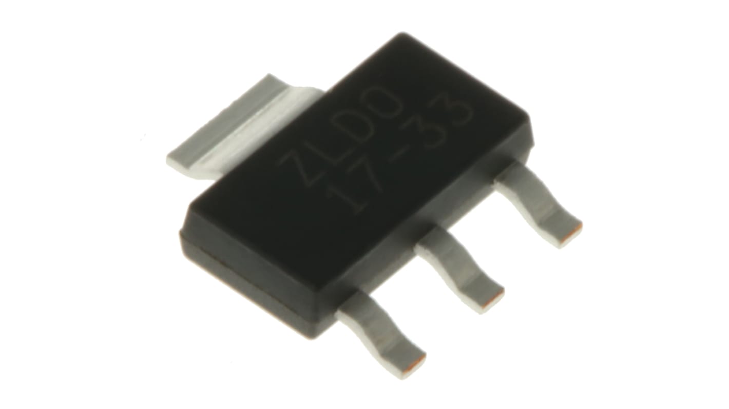 DiodesZetex ZLDO1117G33TA, 1 Linear Voltage, Voltage Regulator 1A, 3.3 V 3+Tab-Pin, SOT-223