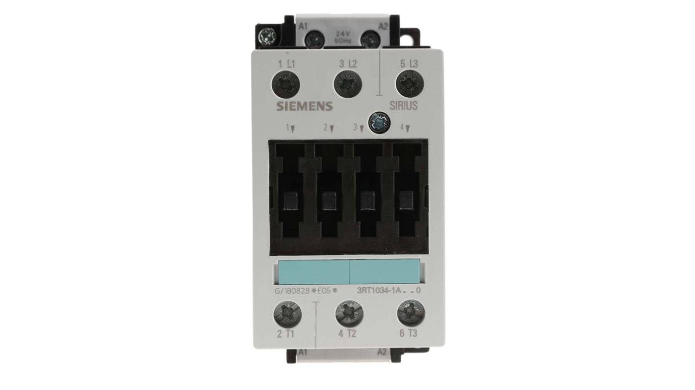 Siemens 3RT1 Series Contactor, 24 V ac Coil, 3-Pole, 32 A, 15 kW, 3NO, 400 V