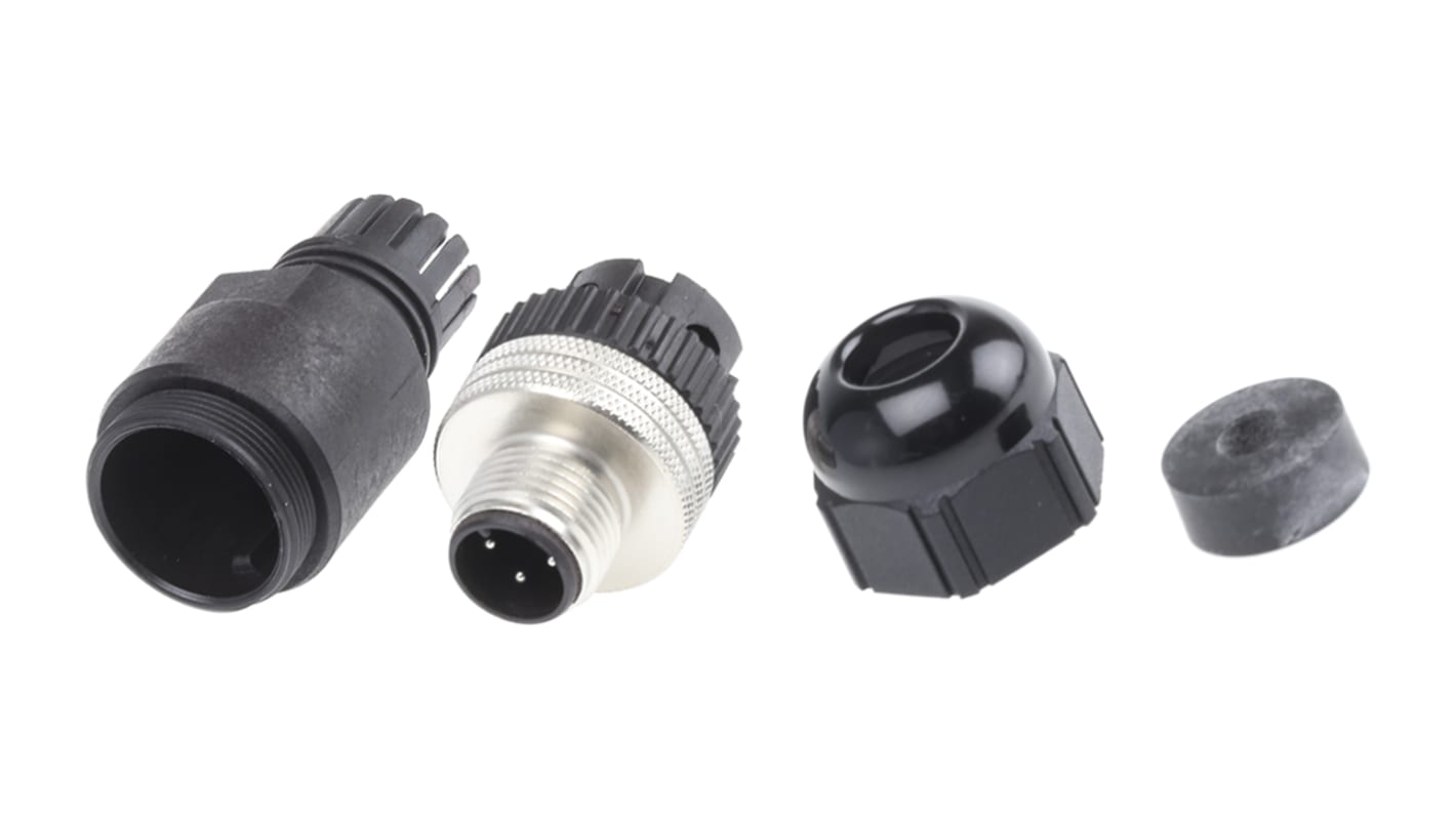 Brad from Molex Circular Connector, 4 Contacts, Cable Mount, M12 Connector, Plug, Male, IP68, Micro-Change Series