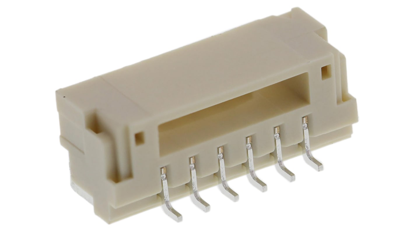 JST 6p排针 直角线对板连接器, 1.25mm间距, 1.0A, 50.0 V, SMT安装, GH系列