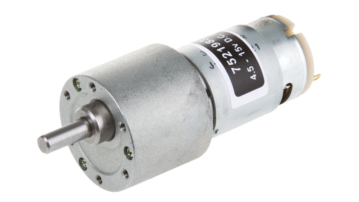 RS PRO Geared DC Motor, 7 W, 4.5 → 15 V dc, 114 gcm, 7300 rpm, 6mm Shaft Diameter