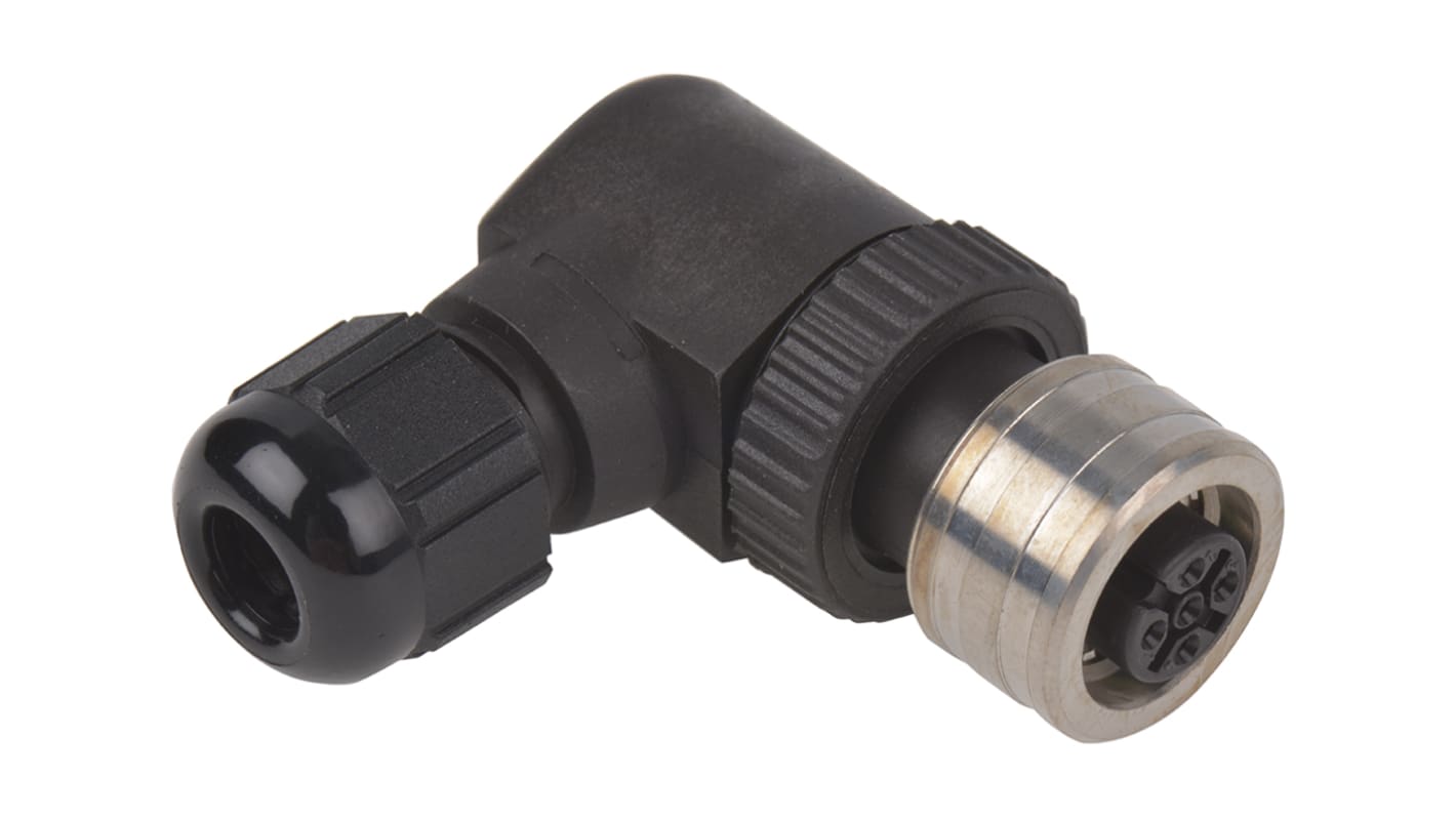 Conector circular Brad from Molex hembra Ángulo de 90° serie Ultra-Lock de 5 vías hembra, montaje aéreo, IP69K