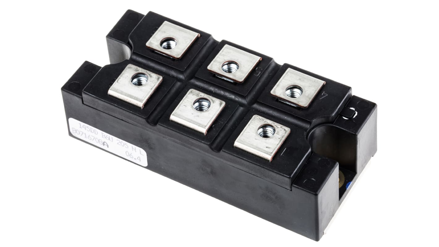Infineon 三相整流桥模块, 硅结型, 208A, 1600V, 6针, ISOPACK, 面板安装, -40 °C→+150 °C