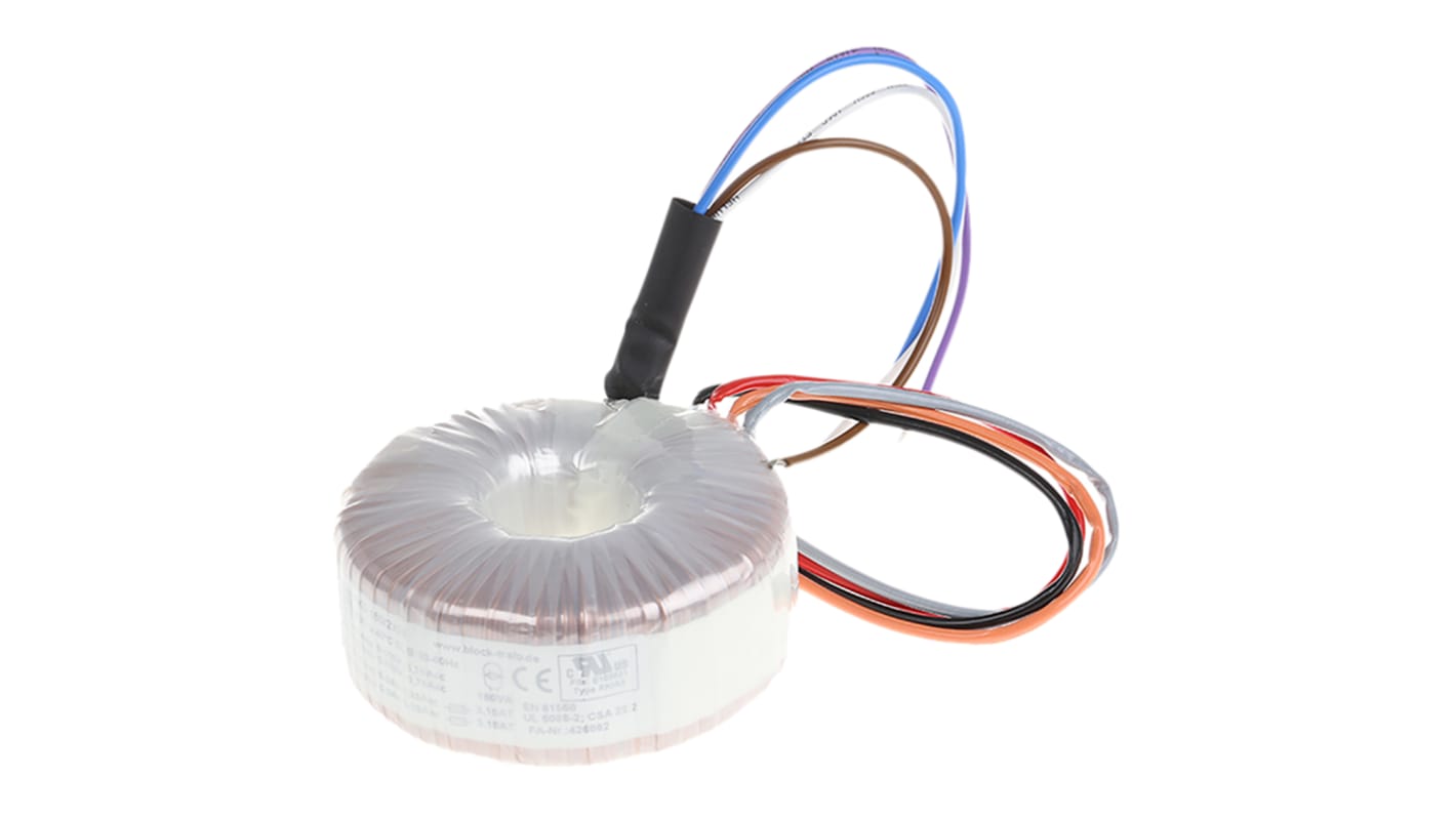 Block 115 V ac, 230 V ac, 2 x 24V ac Toroidal Transformer, 160VA 2 Output