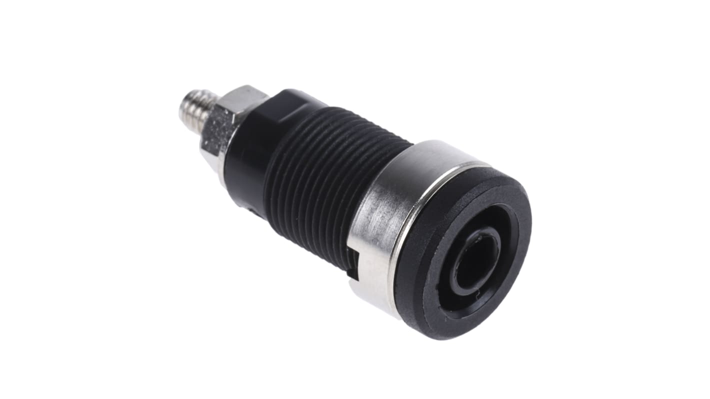 Schutzinger Black Female Banana Socket, 4 mm Connector, Screw Termination, 32A, 1000V, Nickel Plating