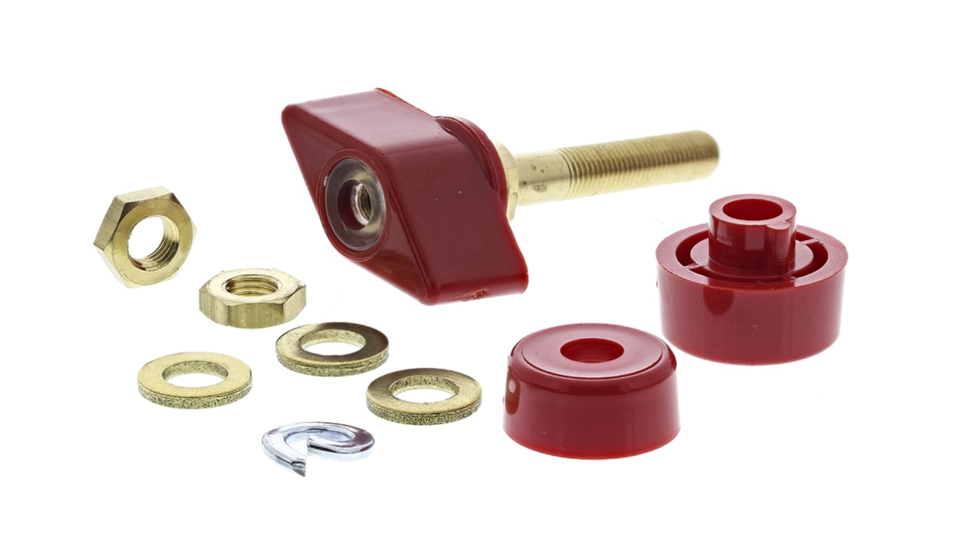 Schutzinger 4mm Red Terminal Post, 1kV, 63A, M6 x 0.75 Thread