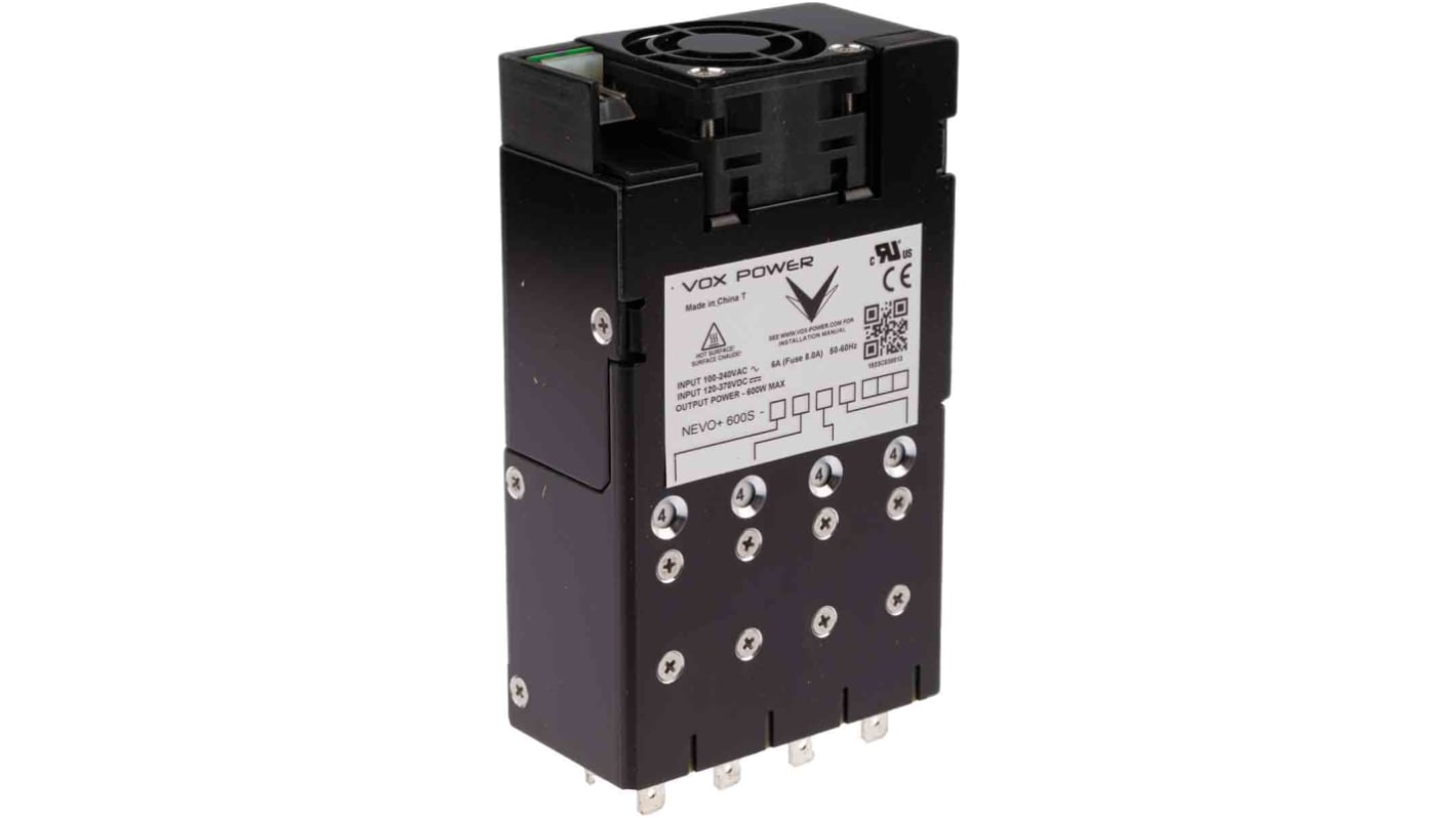 Vox Power Switching Power Supply, Nevo+600S-4-4-4-4, 58V dc, 3.75A, 600W, Quad Output, 120 → 370 V dc, 85