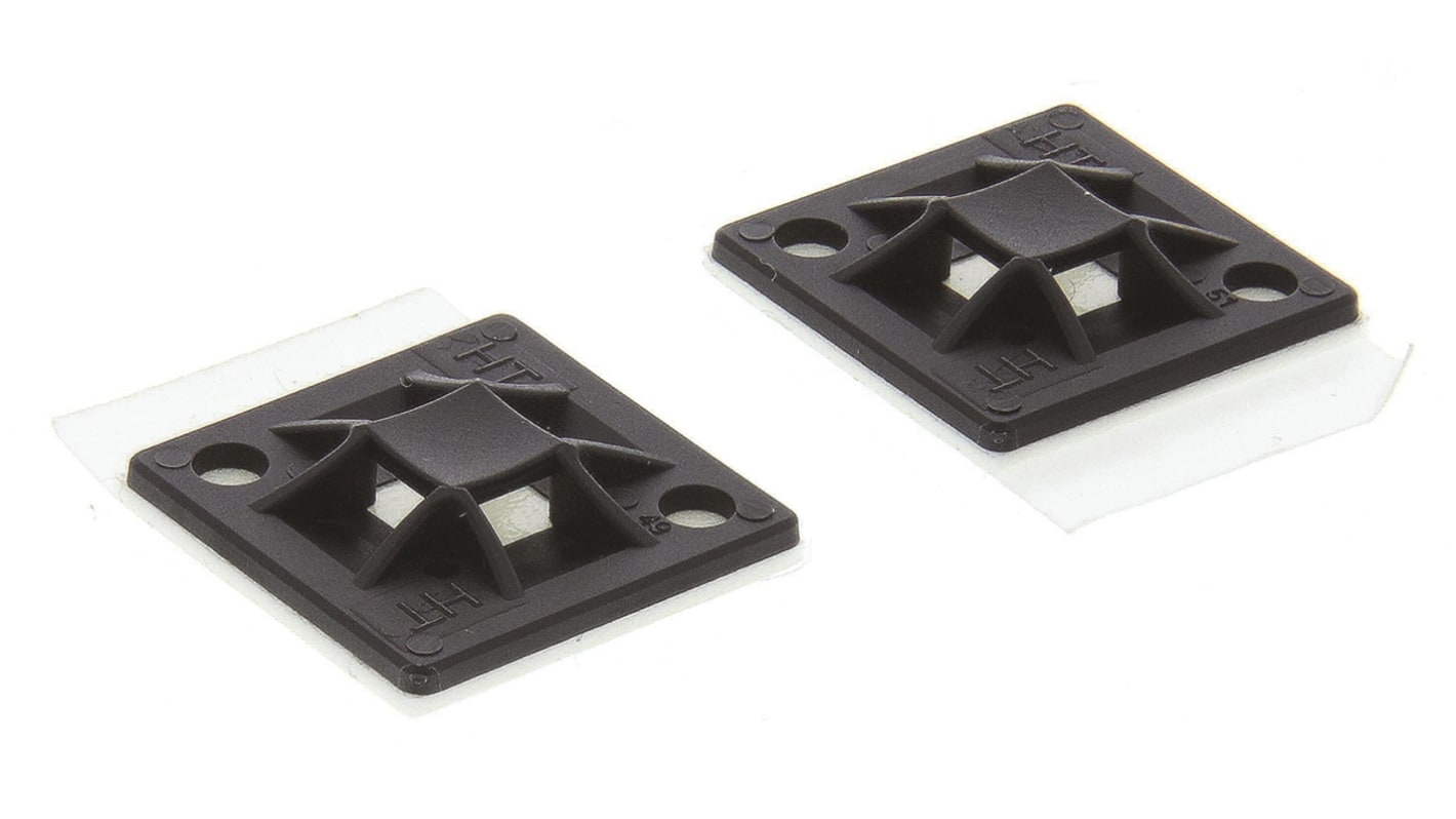 Sujetacables para atados  autoadhesiva HellermannTyton QM de Poliamida 6,6 (PA66) Negro, dim. 20mm x 20 mm, Ø montaje