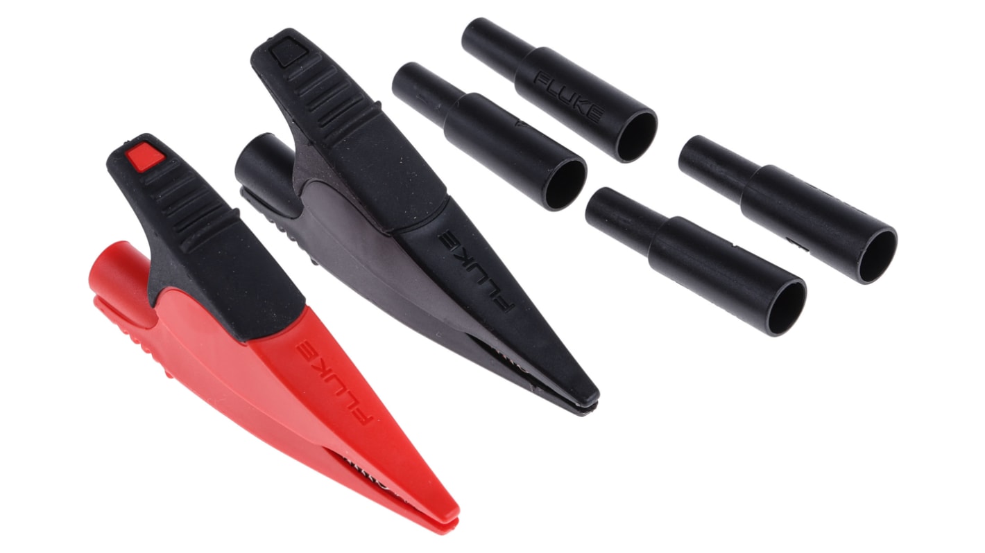 Fluke Crocodile Clip, Nickel-Plated Steel Contact, 10A, Black, Red