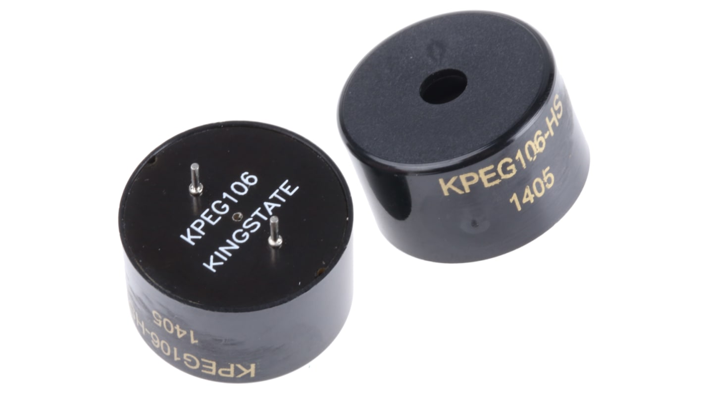 RS PRO Piezo Buzzer Rechtecksignal, 88dB, Durchsteckmontage→30V ac, Maximal 2400 Hz, Extern, ø 22.8mm, 22.8 (Dia.) x