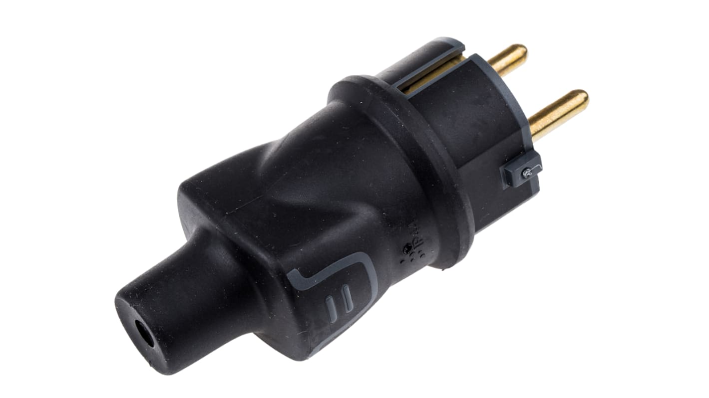 Legrand Netzstecker Kabel, 2P+E, Typ F – Deutscher Schutzkontakt / 16A Schwarz, für Deutschland