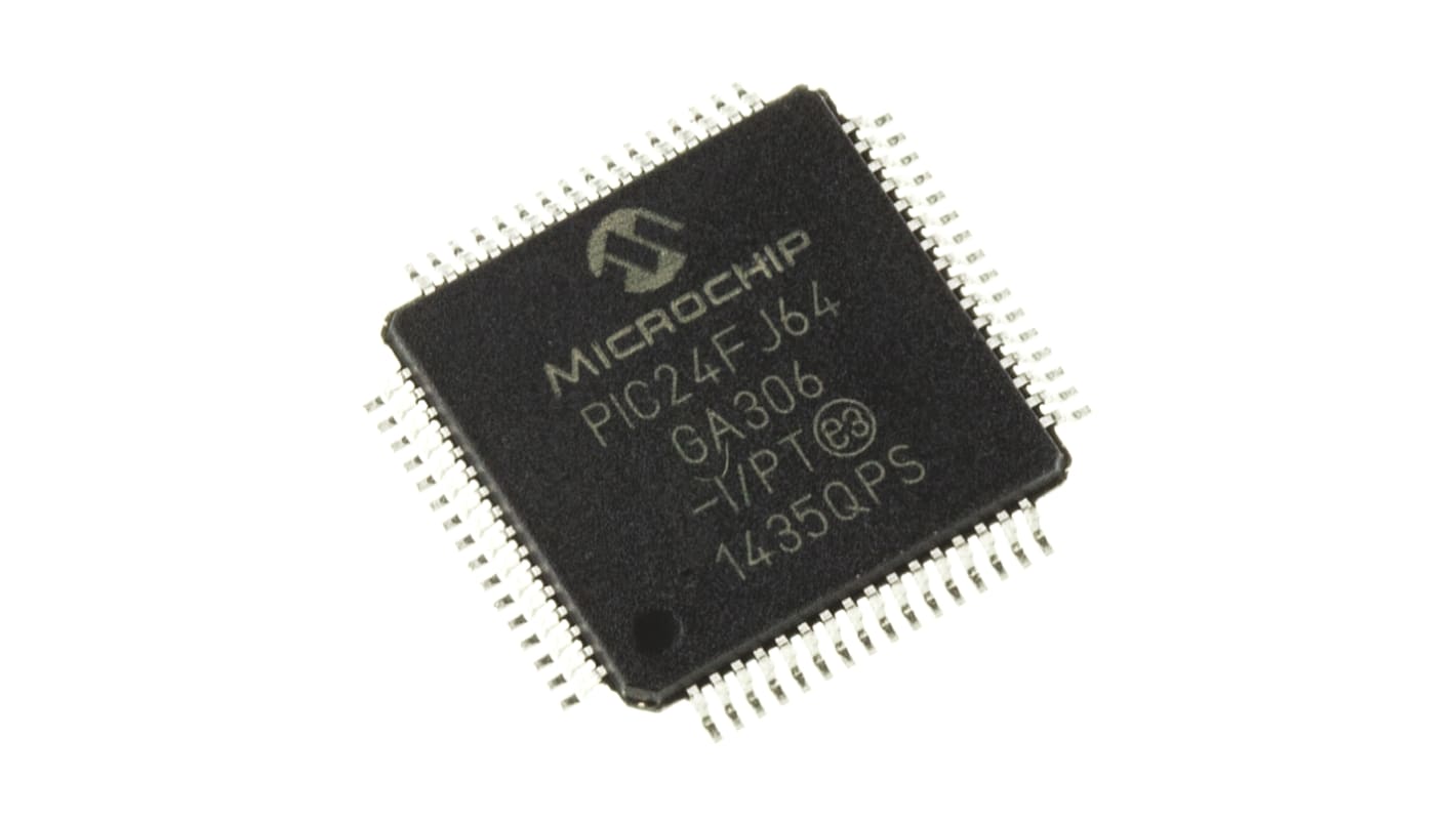 Microchip PIC24FJ系列单片机, PIC内核, 64针, TQFP封装, 0CAN通道