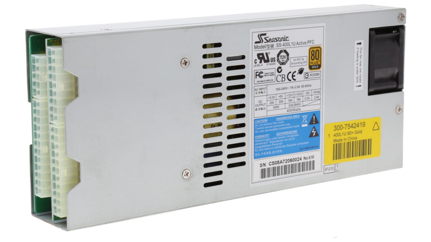 Seasonic 400W PC Power Supply, 100 → 240V ac Input, -12 V, 3.3 V, 5 V, 5 Vsb, 12 (Combined) V Output