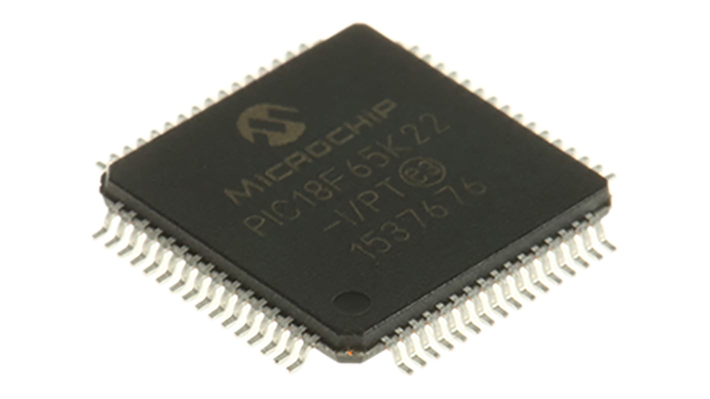Microchip マイコン, PIC, 64MHz, 1 kB、32 kB, フラッシュ, 64-Pin TQFP
