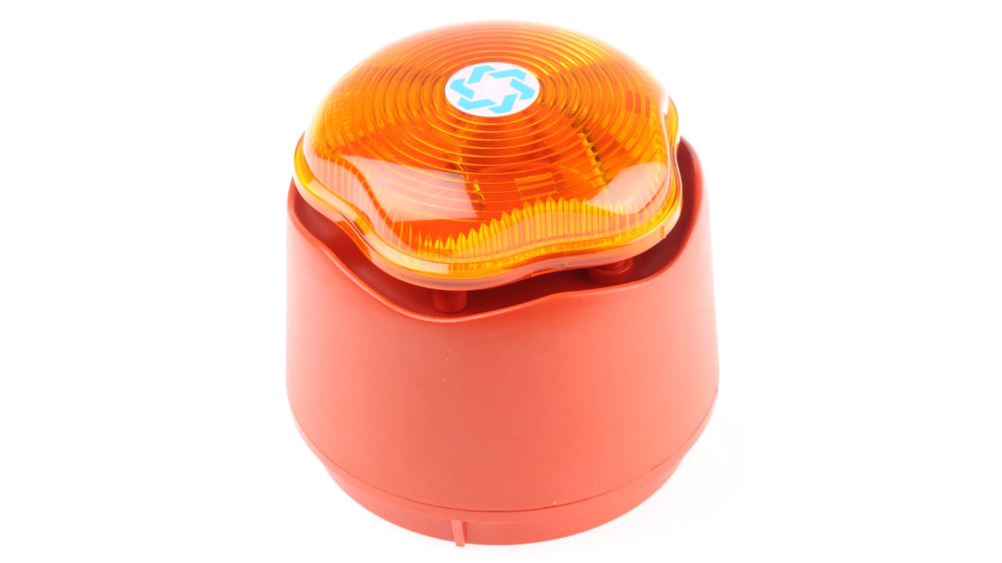 Hosiden Besson 声光报警器, 9 → 30 V dc电源, 1米外110dB, 最大110dB, 琥珀色灯罩, 红色外壳, Banshee Excel Lite系列