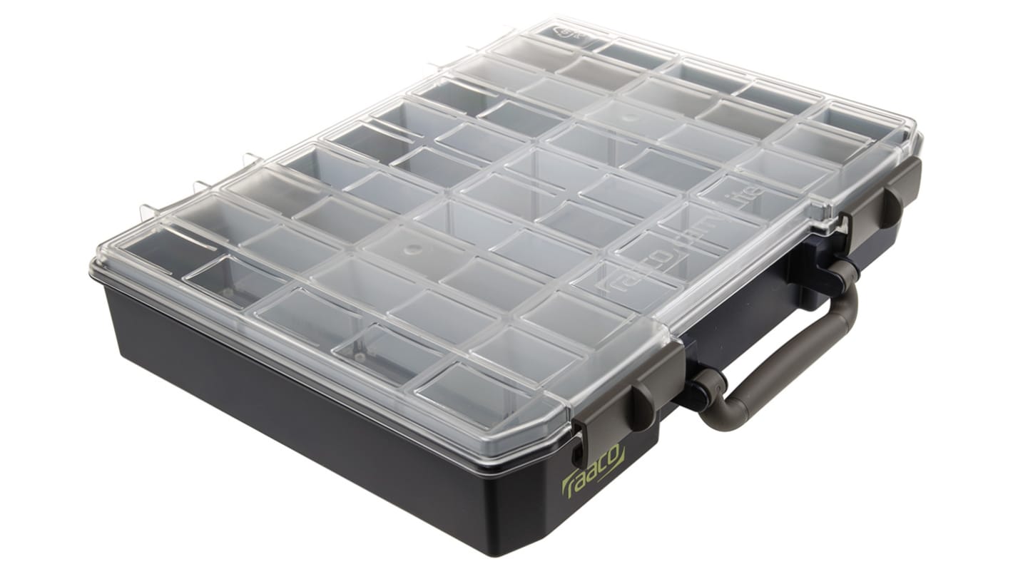 Raaco Kleinteilebox, Polycarbonat Blau, 15 Fächer verstellbar, 415mm x 330mm x 80mm